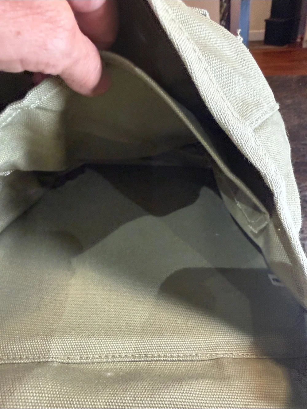 Canvas Crossbody Messenger Bag - Light Olive Green
